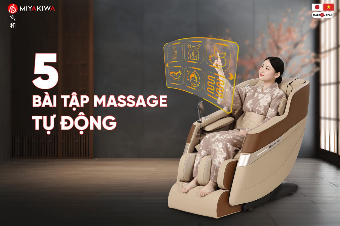 ghế massage miyakiwa JP1000 5 bài tập tự động