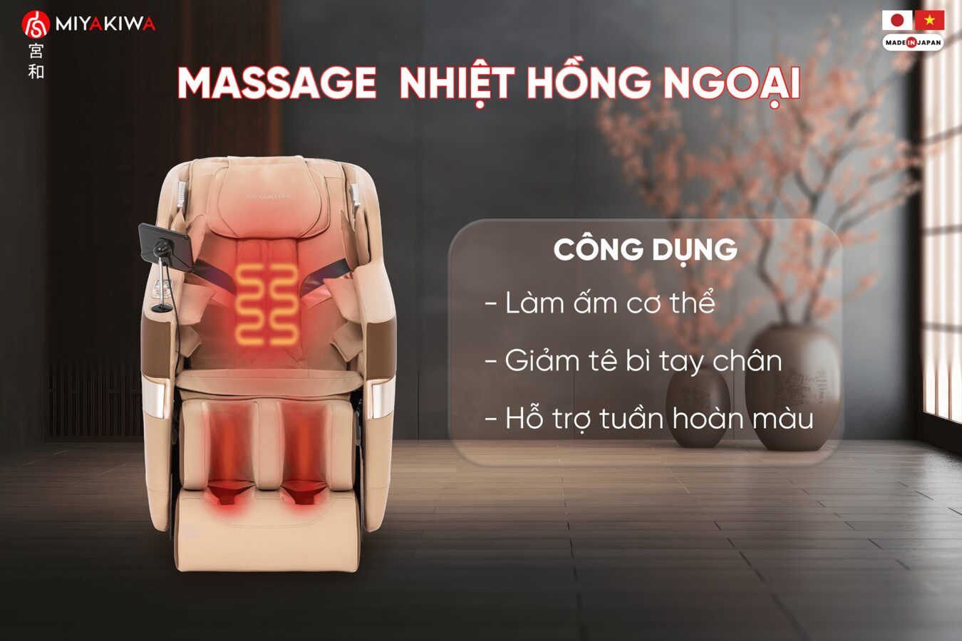 ghế massage miyakiwa JP1000 nhiệt hồng ngoại trị liệu